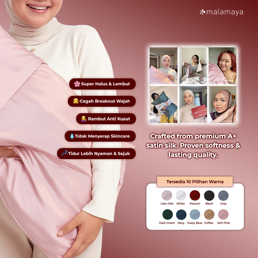 Malamaya - Sarung Bantal Premium Satin Silk Beauty Pillowcase