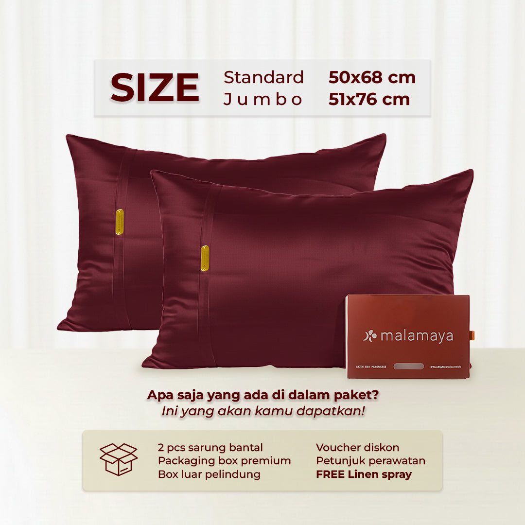 Malamaya - Paket 2 Pcs Sarung Bantal Satin Silk Beauty Pillowcase