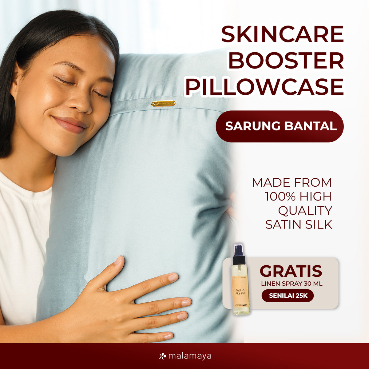 Malamaya - Sarung Bantal Premium Satin Silk Beauty Pillowcase